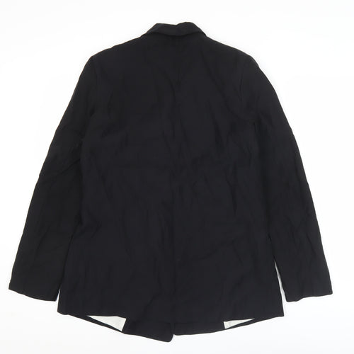 H&M Womens Black Double-Breasted Blazer Jacket Size 8