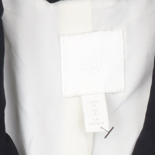 H&M Womens Black Double-Breasted Blazer Jacket Size 8