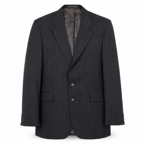 Label Mens Grey Wool Pinstripe Blazer Jacket 41L Classic Fit