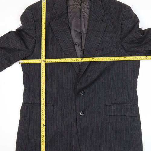 Label Mens Grey Wool Pinstripe Blazer Jacket 41L Classic Fit