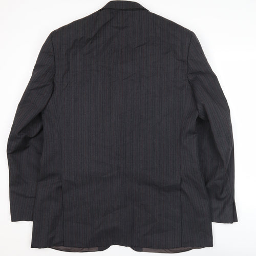 Label Mens Grey Wool Pinstripe Blazer Jacket 41L Classic Fit