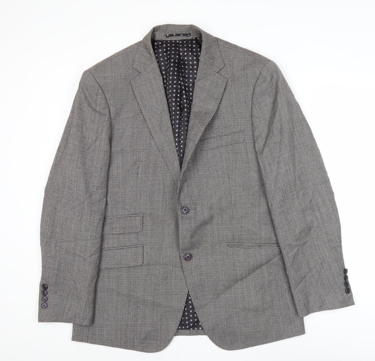 Skopes Men's Grey Check Wool Blazer 40R Slim Fit Jacket