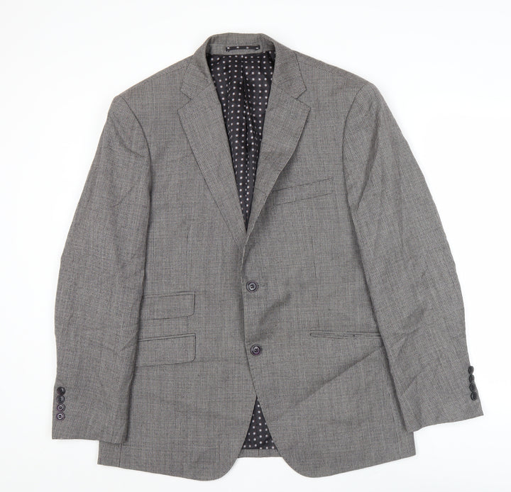 Skopes Men's Grey Check Wool Blazer 40R Slim Fit Jacket