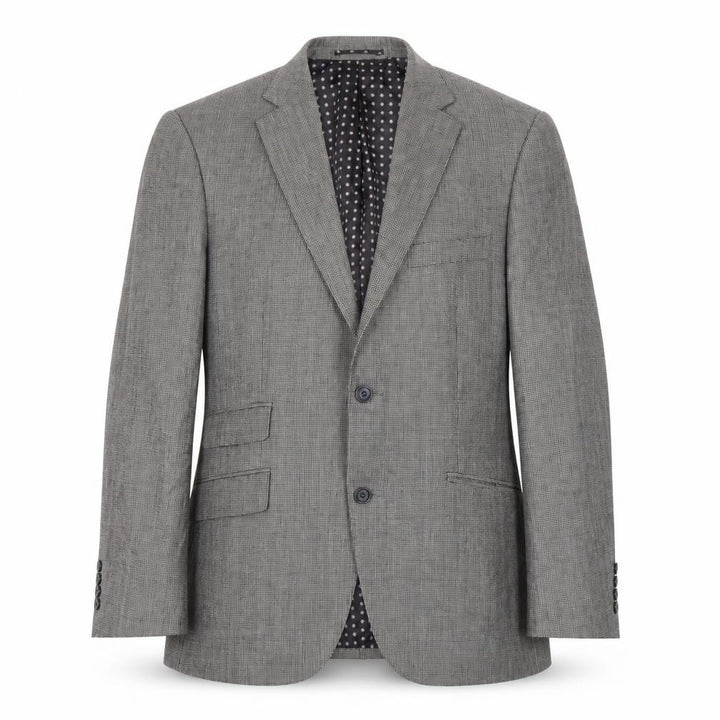 Front view of Skopes Men's Grey Check Wool Blazer 40R Slim Fit Jacket