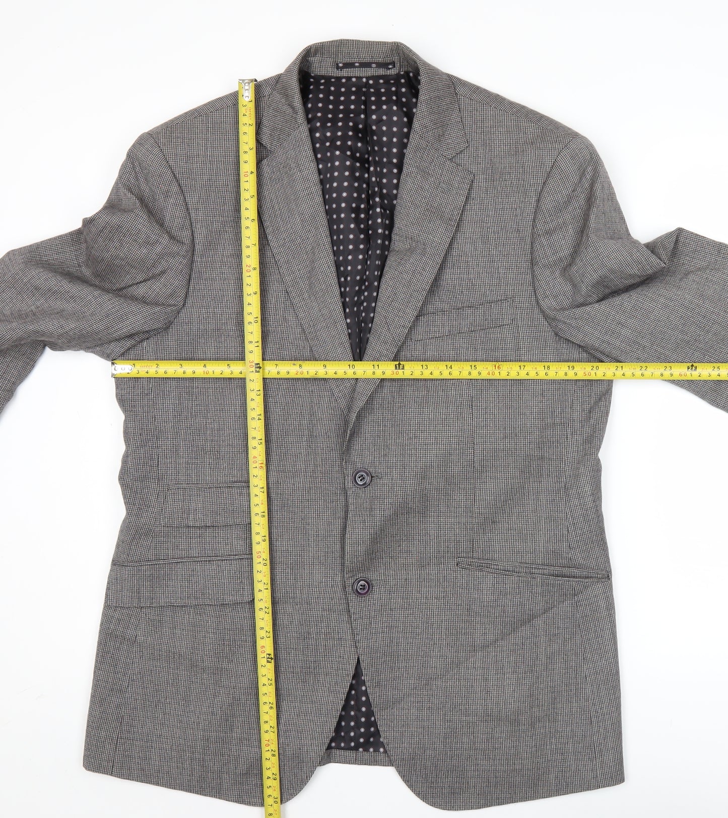 Skopes Men's Grey Check Wool Blazer 40R Slim Fit Jacket
