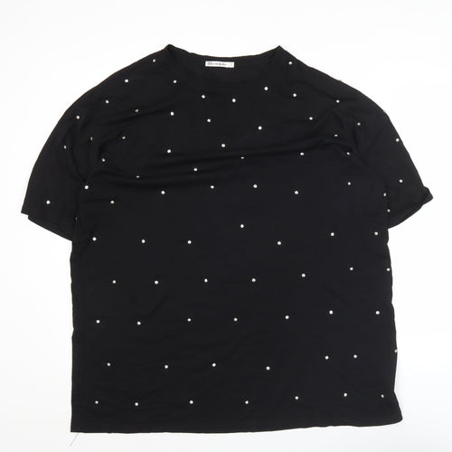 Cherry Koko Womens Black Studded Polka Dot T-Shirt Size M