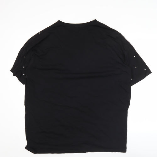 Cherry Koko Womens Black Studded Polka Dot T-Shirt Size M