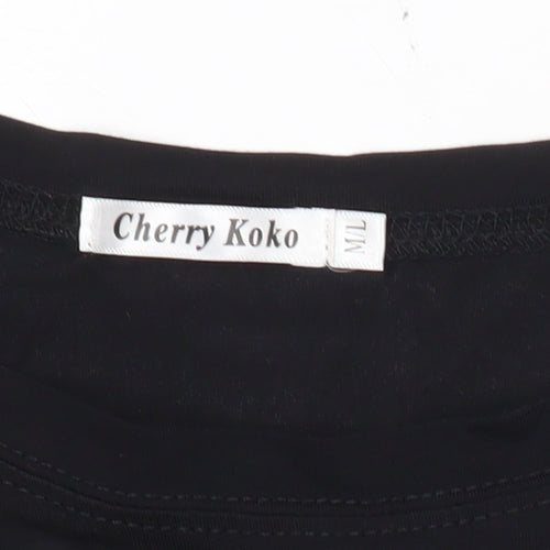 Cherry Koko Womens Black Studded Polka Dot T-Shirt Size M