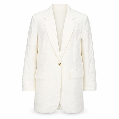 H&M Unisex Adults Ivory XS Long Linen Blend Blazer Jacket