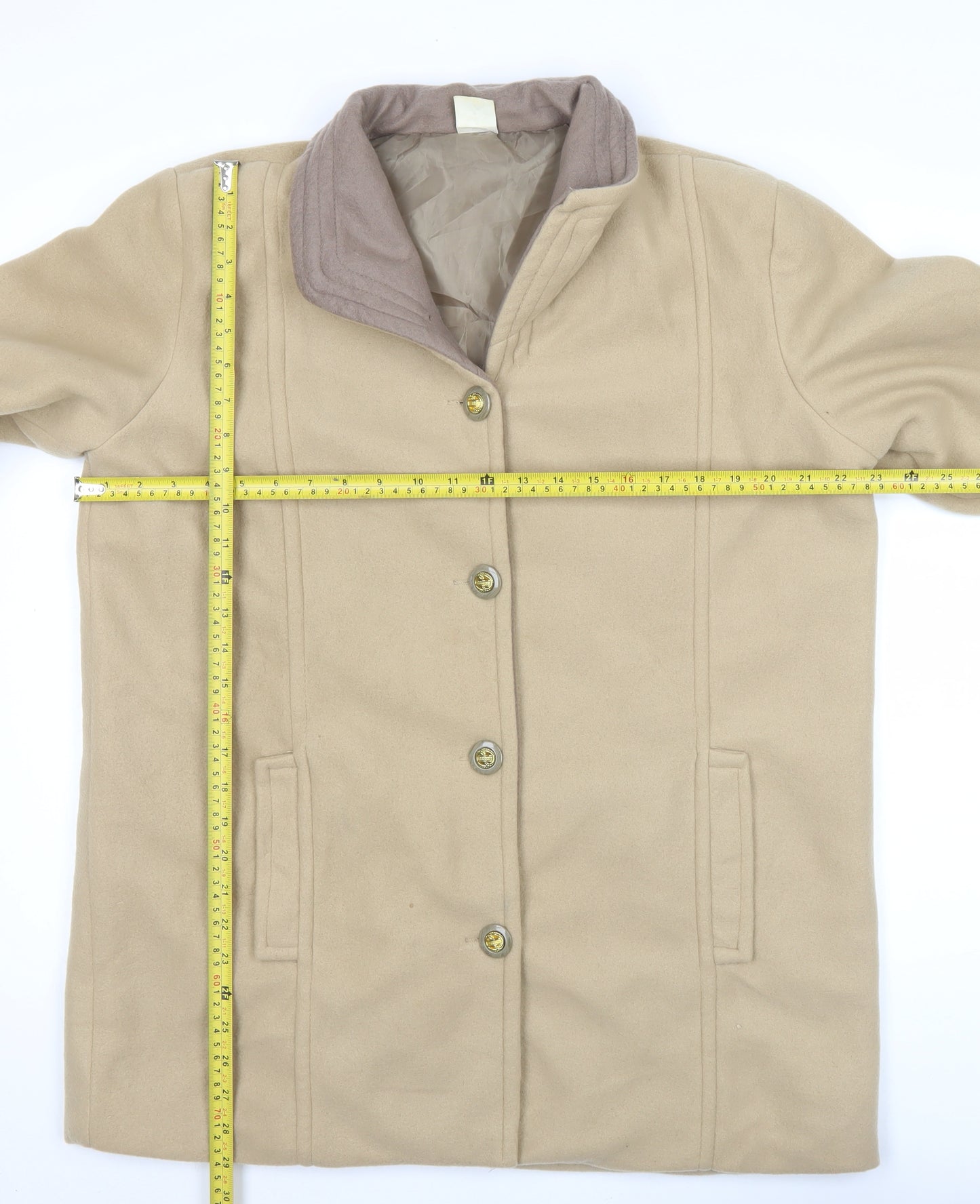Gabriella Vicenza Womens Beige Coat Size 16/18 Classic Overcoat