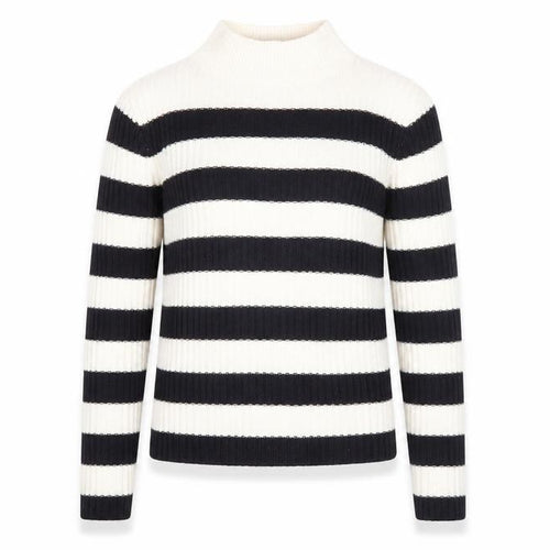 H&M Divided Women’s Black White Striped Mock Neck Jumper Size 8