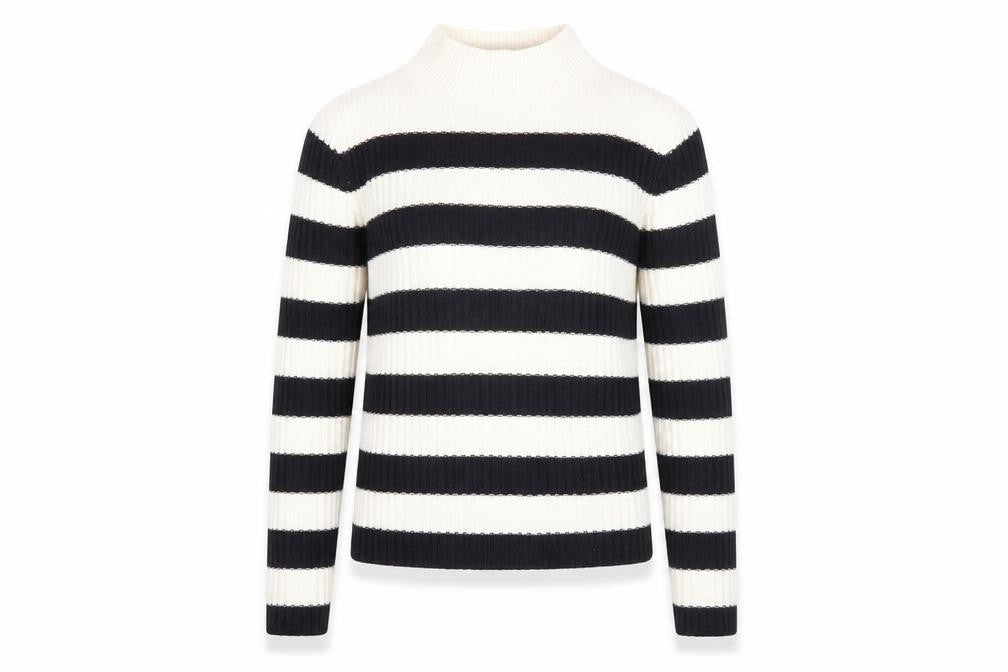 H&M Divided Women’s Black White Striped Mock Neck Jumper Size 8