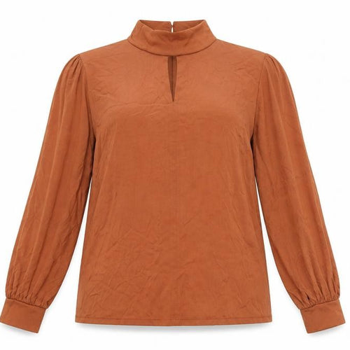 Marks and Spencer Women Brown Blouse Size 16 High Neck Long Sleeve
