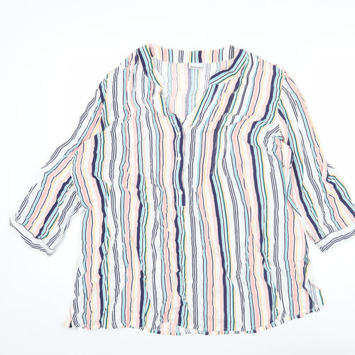 Damart Women’s Multicoloured Striped Viscose Tunic Blouse Size 20