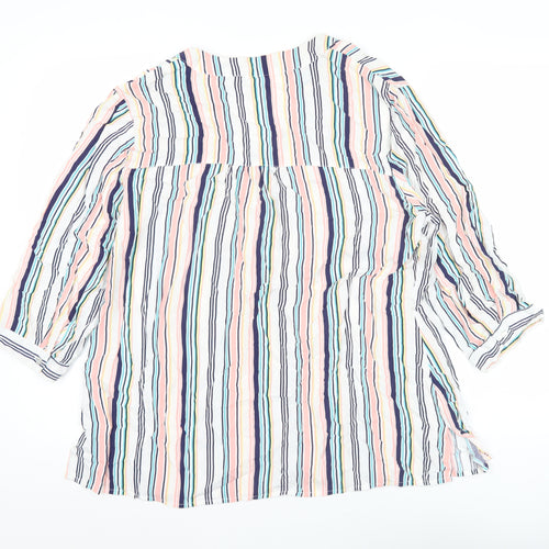Damart Women’s Multicoloured Striped Viscose Tunic Blouse Size 20