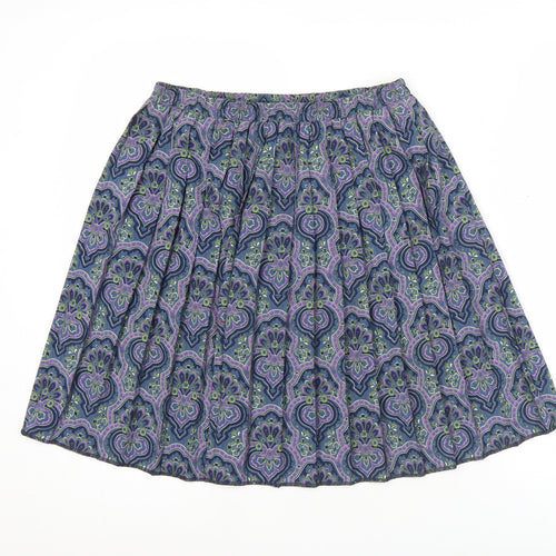 Leslie Fay Women’s Blue Paisley Pleated Knee Length Skirt Size 10
