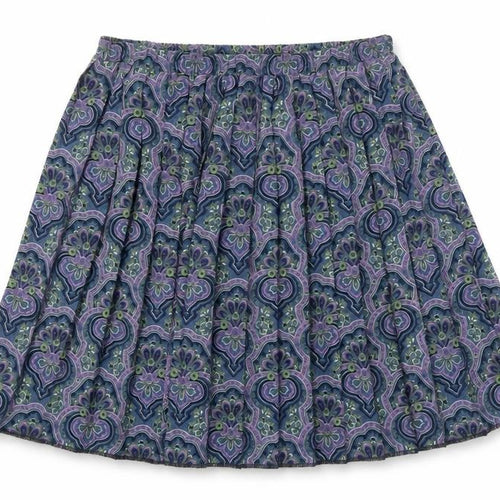 Leslie Fay Women’s Blue Paisley Pleated Knee Length Skirt Size 10