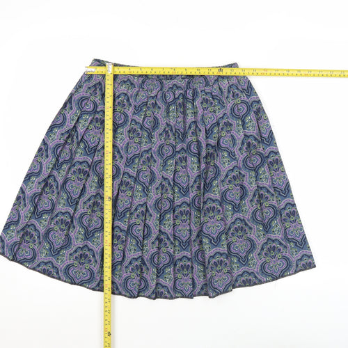 Leslie Fay Women’s Blue Paisley Pleated Knee Length Skirt Size 10
