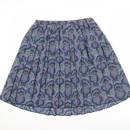 Leslie Fay Women’s Blue Paisley Pleated Knee Length Skirt Size 10