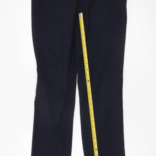 Burton Menswear Men’s Blue Check Dress Trousers 30R Regular Fit