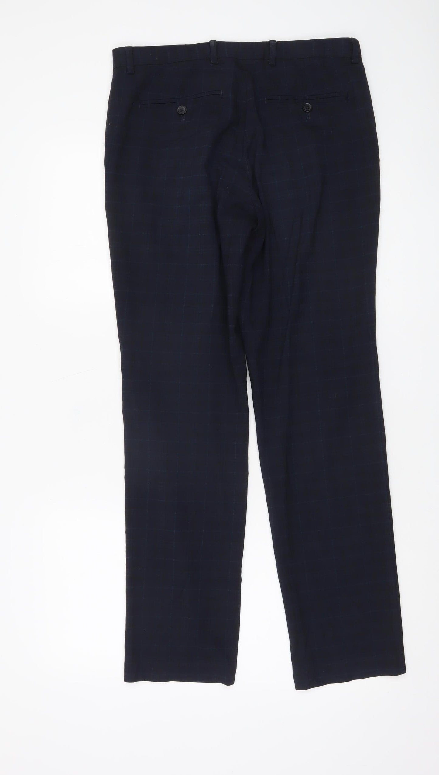 Burton Menswear Men’s Blue Check Dress Trousers 30R Regular Fit