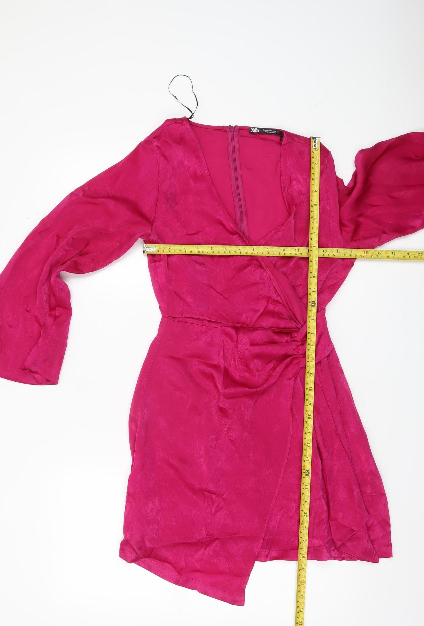Zara Women Pink XS Wrap Mini Dress Long Sleeve Partywear