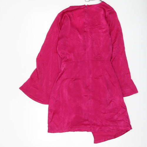 Zara Women Pink XS Wrap Mini Dress Long Sleeve Partywear