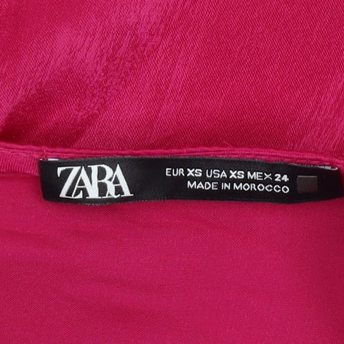 Zara Women Pink XS Wrap Mini Dress Long Sleeve Partywear
