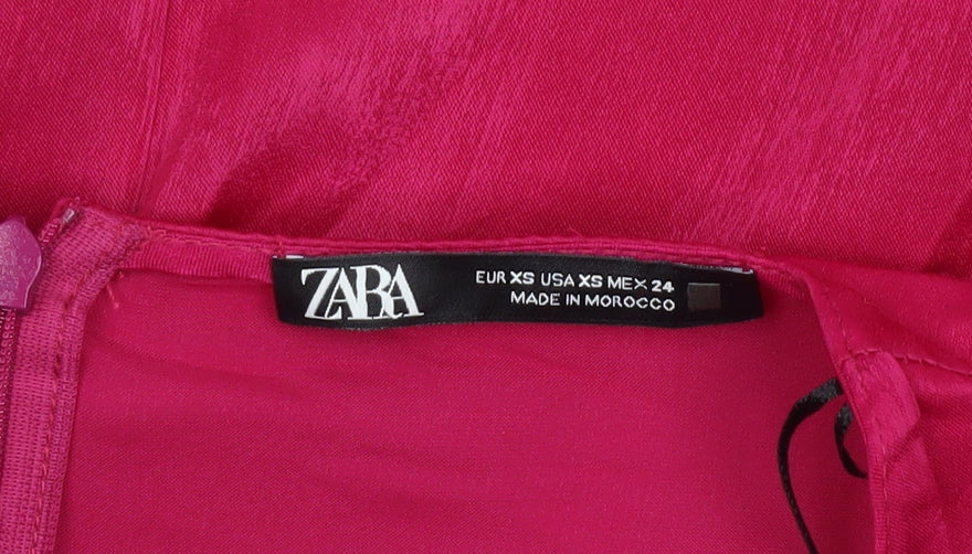 Zara Women Pink XS Wrap Mini Dress Long Sleeve Partywear