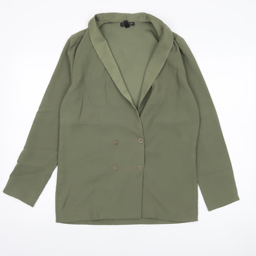 Topshop Women’s Green UK 10 Shawl Collar Double-Breasted Blazer