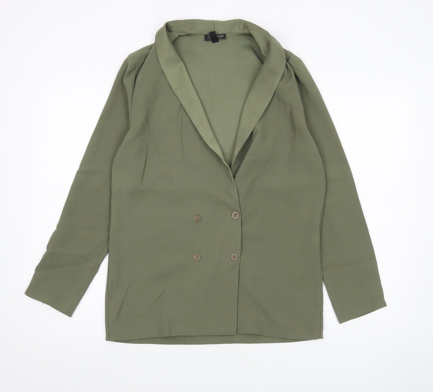 Topshop Women’s Green UK 10 Shawl Collar Double-Breasted Blazer
