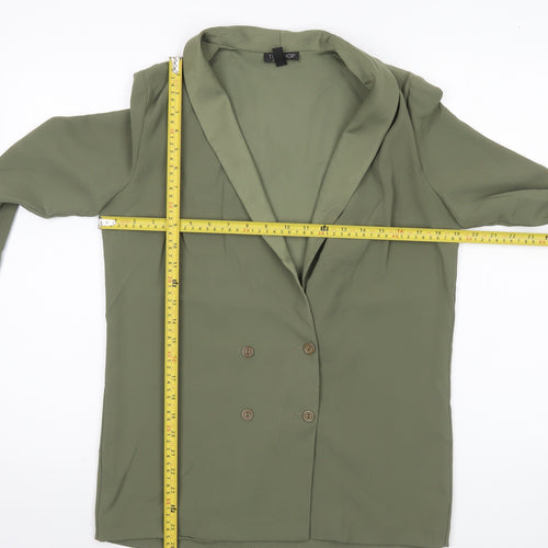 Topshop Women’s Green UK 10 Shawl Collar Double-Breasted Blazer