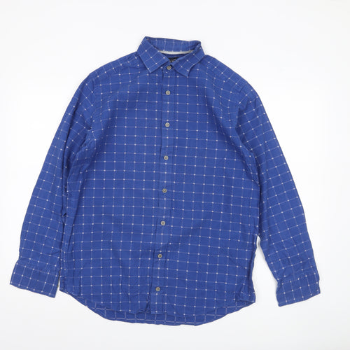 Charles Tyrwhitt Men’s Blue Check Classic Fit Cotton Shirt S