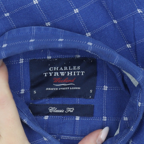 Charles Tyrwhitt Men’s Blue Check Classic Fit Cotton Shirt S