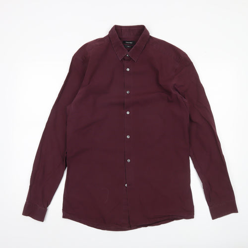 Calvin Klein Men’s Red Slim Fit Long Sleeve Button-Up Shirt Size 39