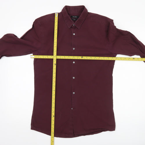 Calvin Klein Men’s Red Slim Fit Long Sleeve Button-Up Shirt Size 39