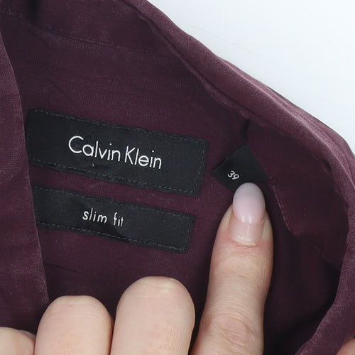 Calvin Klein Men’s Red Slim Fit Long Sleeve Button-Up Shirt Size 39