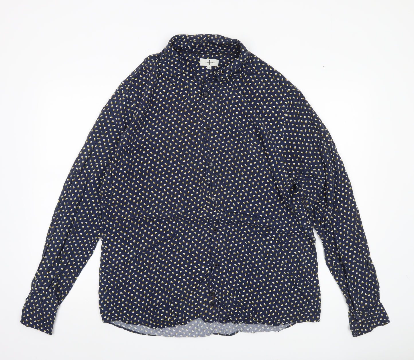 Jasper Conran Men's Blue Polka Dot Long Sleeve Button-Up Shirt L