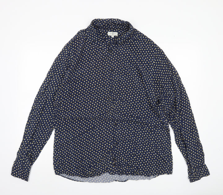 Jasper Conran Men's Blue Polka Dot Long Sleeve Button-Up Shirt L