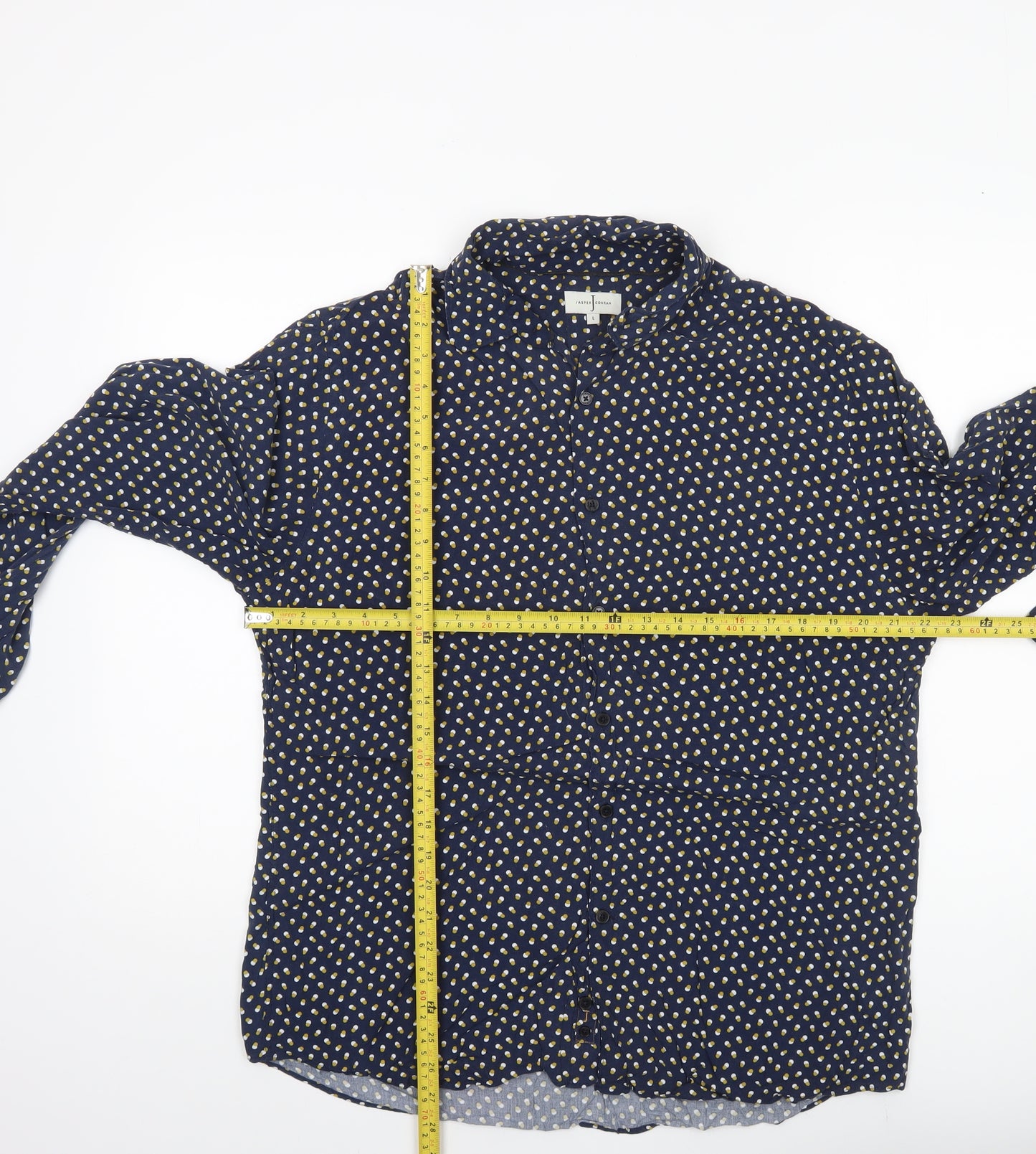 Jasper Conran Men's Blue Polka Dot Long Sleeve Button-Up Shirt L
