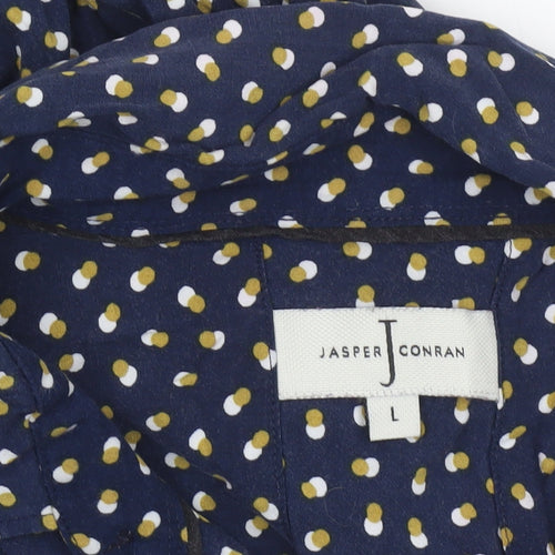 Jasper Conran Men's Blue Polka Dot Long Sleeve Button-Up Shirt L
