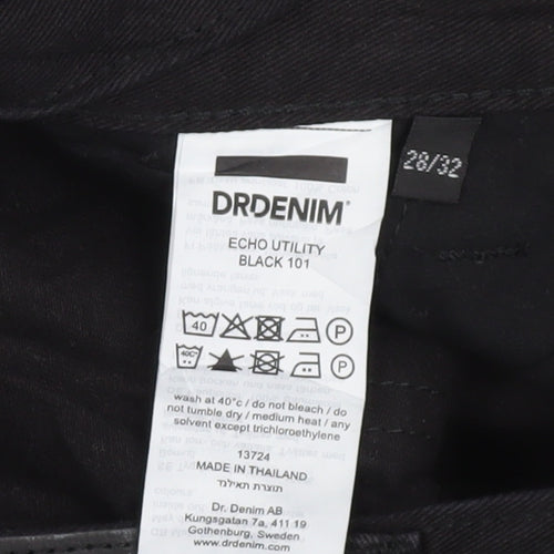 Dr Denim Men’s Black Cargo Trousers 28W 32L Cotton Utility