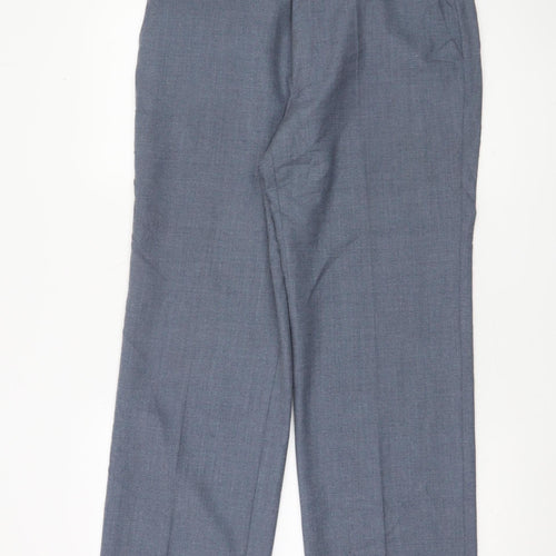 St Michael Men's Blue Wool Blend Dress Trousers 34W 29L