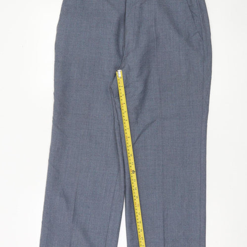 St Michael Men's Blue Wool Blend Dress Trousers 34W 29L