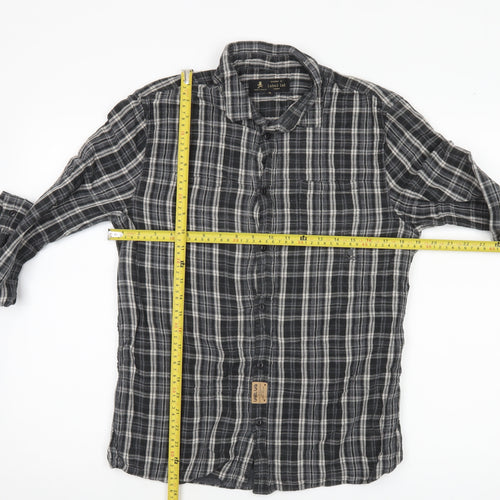 Label Lab Men’s Black Plaid Cotton Long Sleeve Button-Up Shirt M
