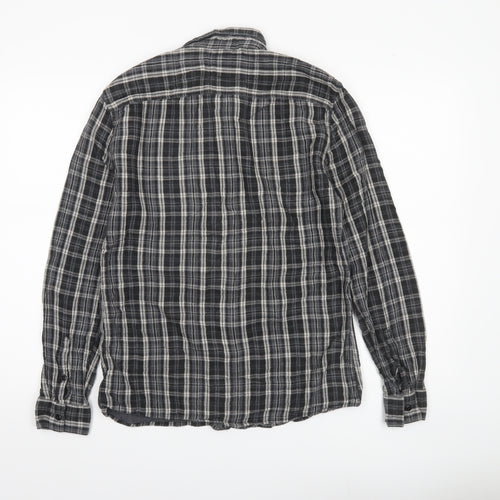 Label Lab Men’s Black Plaid Cotton Long Sleeve Button-Up Shirt M