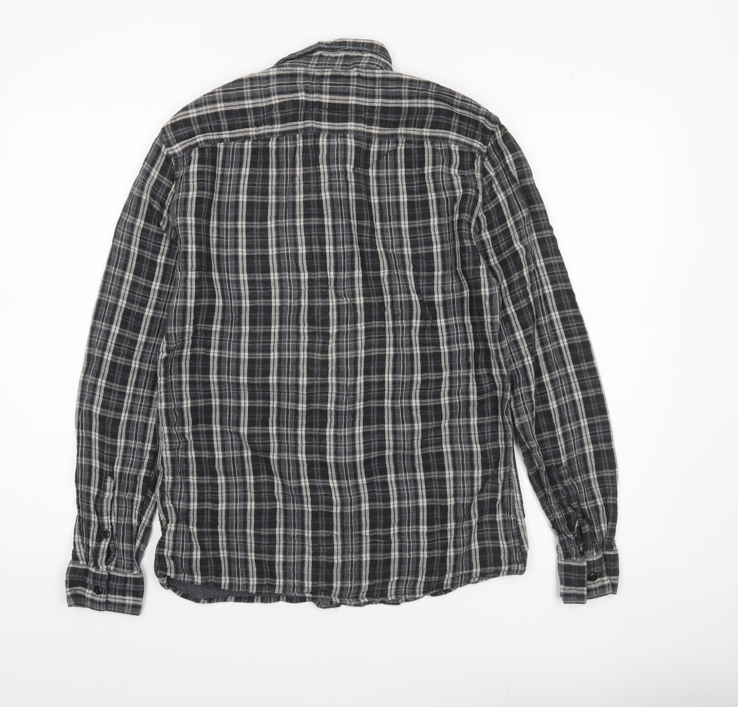 Label Lab Men’s Black Plaid Cotton Long Sleeve Button-Up Shirt M