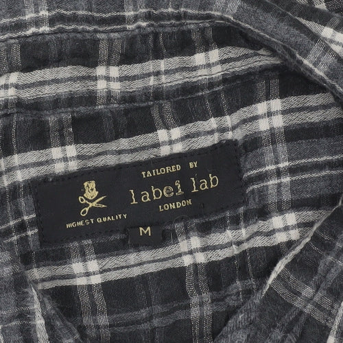 Label Lab Men’s Black Plaid Cotton Long Sleeve Button-Up Shirt M