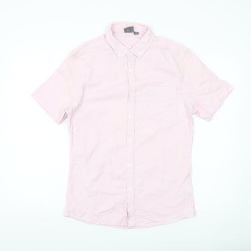 ASOS Men Pink Slim Fit Short Sleeve Button-Down Shirt Medium 38-40"