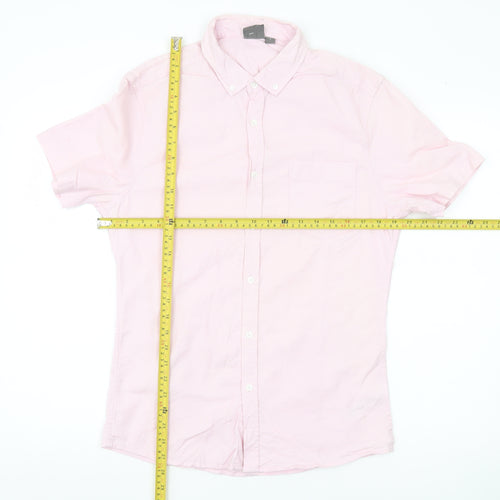 ASOS Men Pink Slim Fit Short Sleeve Button-Down Shirt Medium 38-40"